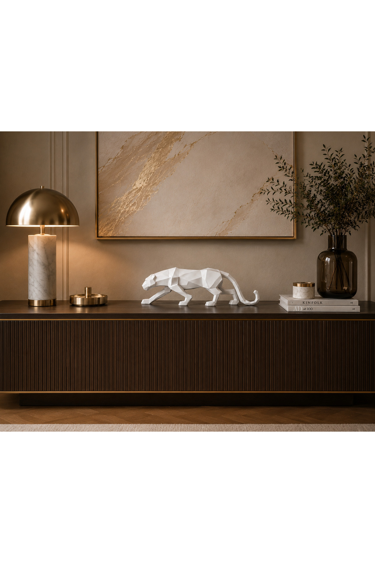 Cubic Jaguar Trinket – Black Leopard Design, Polyester Casting, Modern Home And Office Decoration