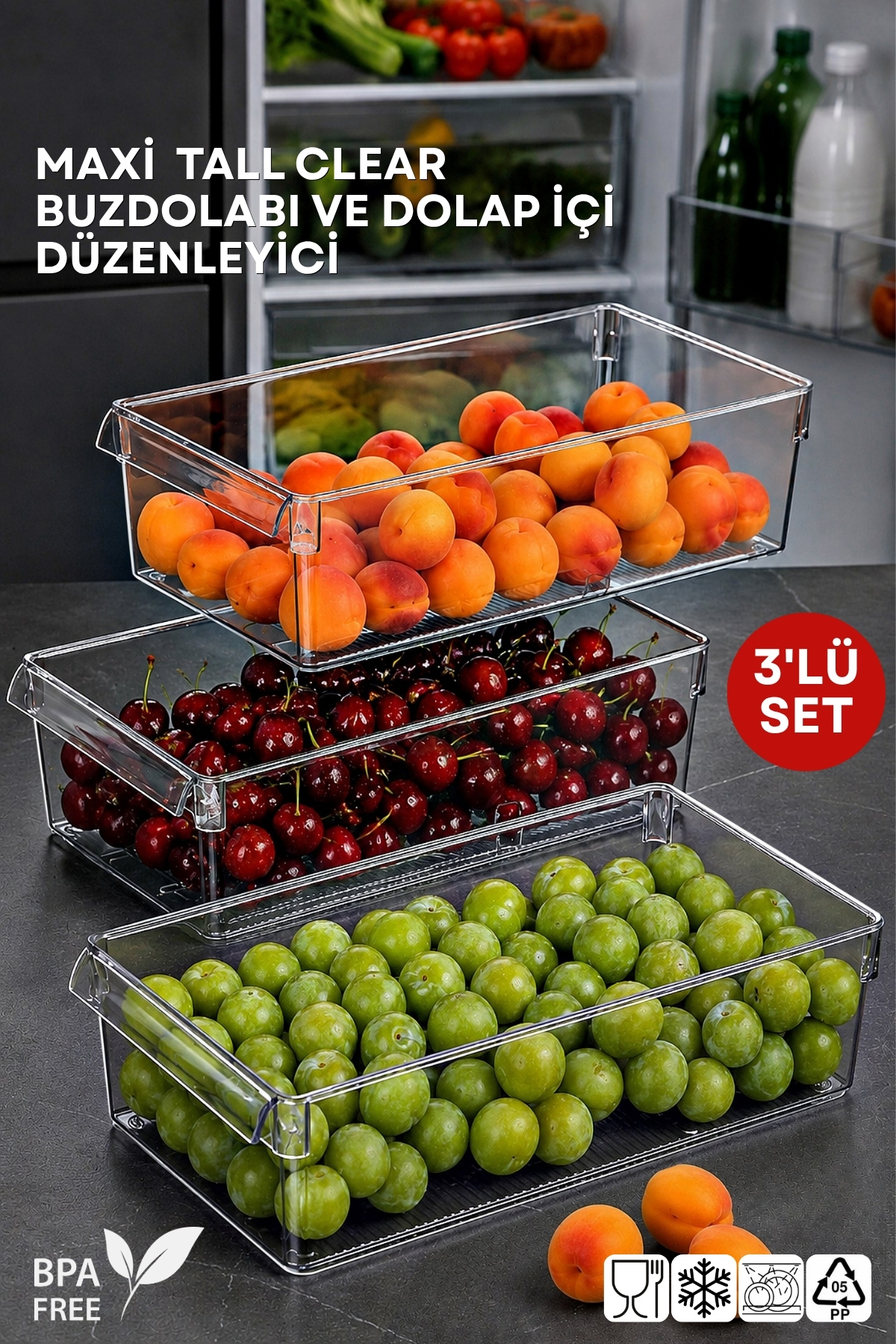ブルドッグ Nandy Home Maxi Tall Clear Buzdolabı & Dolap Içi Düzenleyici