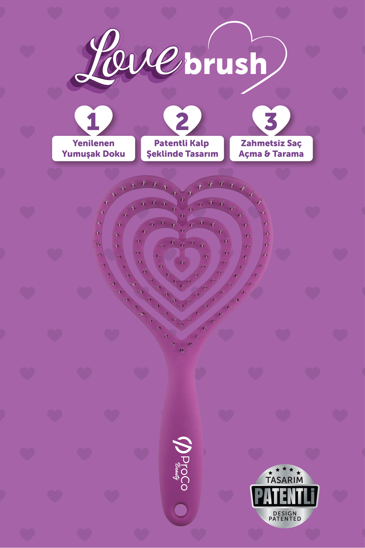 ProCo Beauty LoveBrush - Soft Touch - Esnek Kalp Saç Fırçası