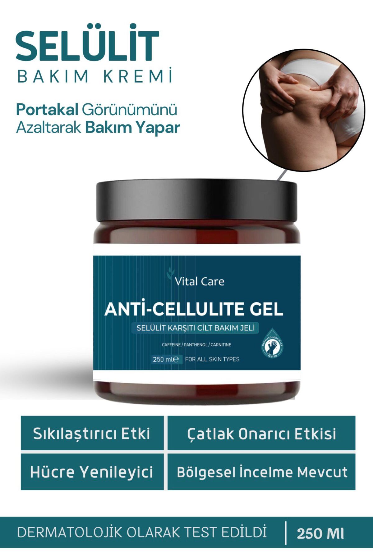 inceltici1 Sıkılaştırıcı, Selülit Ve Çatlak Giderici Vücut Şekillendirici Jel 250 ml — 3284923842 — تصویر 2 از 3