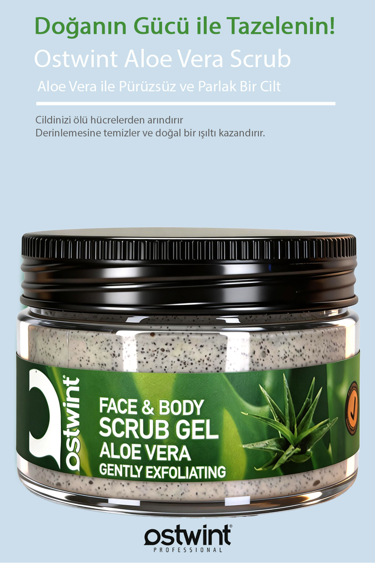 Scrub Jel Aloe Vera Özlü Yüz Ve Vücut Peelingi 300 ml — 8682943403319 — تصویر 6 از 7