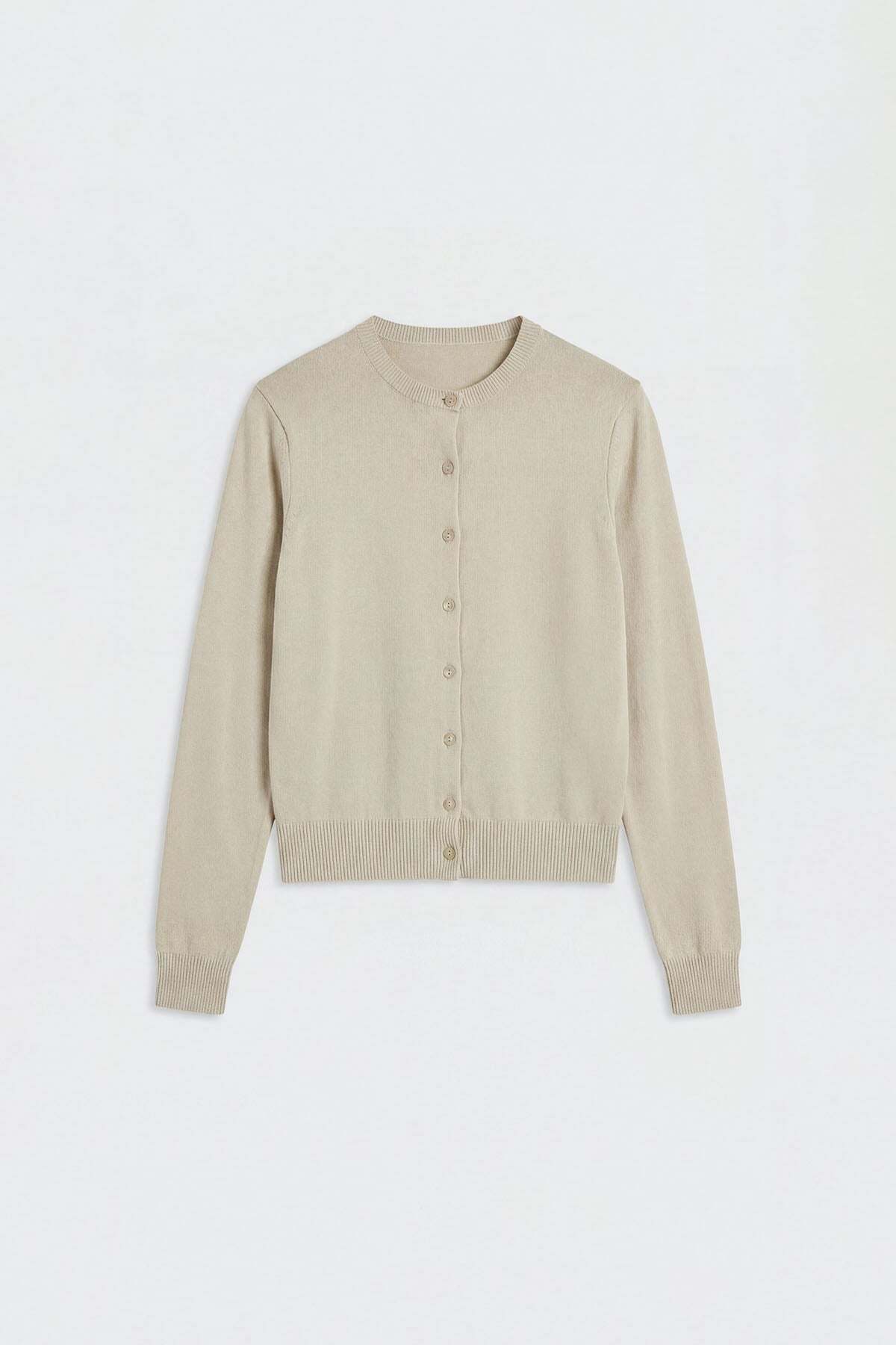Suud Collection Bej Lea Triko Hırka görsel 4
