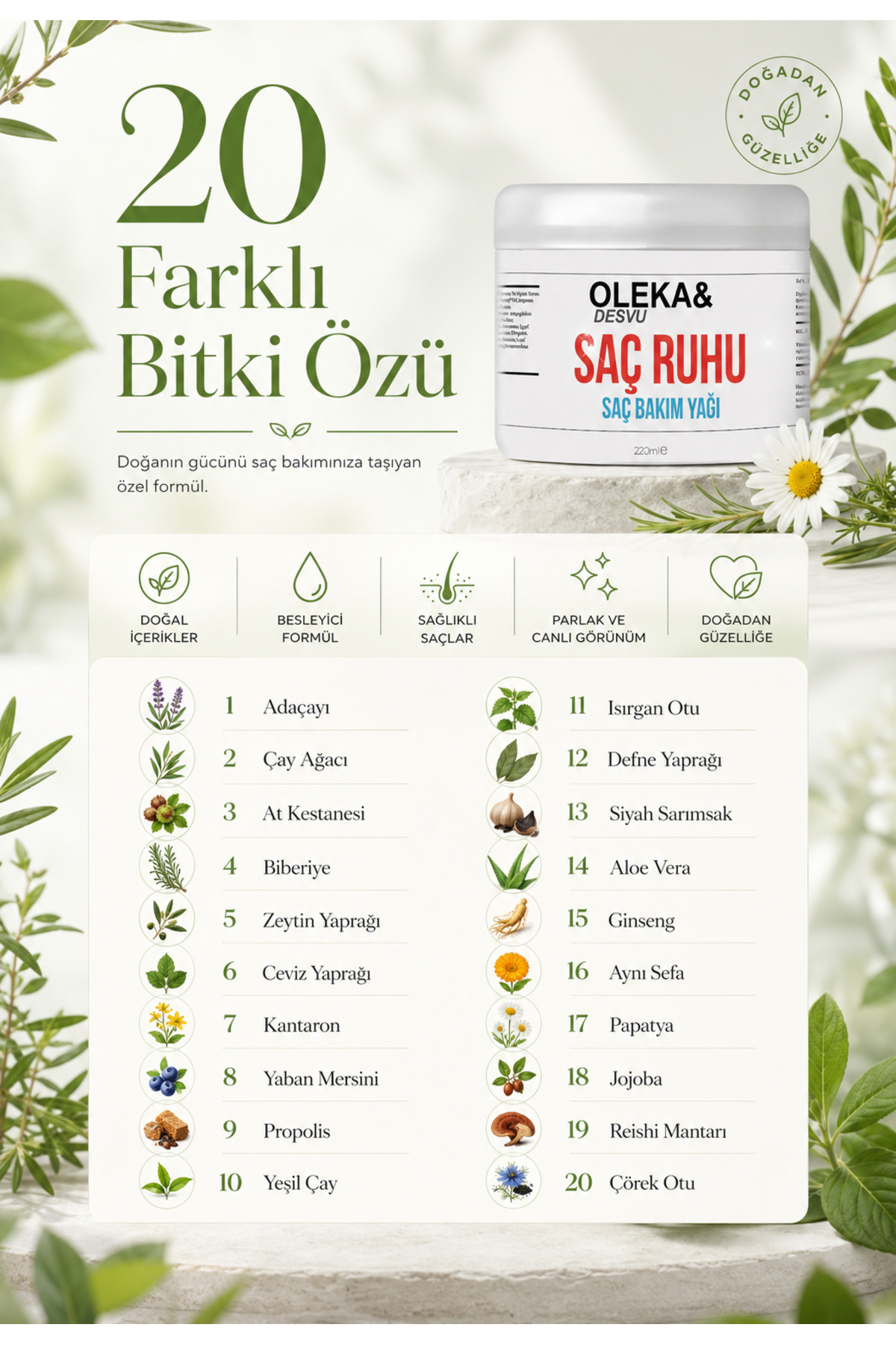 Saç Ruhu Bitkisel Saç Bakım Yağı, Hızlı Saç Uzatan Dökülme Karşıtı Onarıcı Dolgunlaştırıcı — 8683675683031 — تصویر 5 از 7