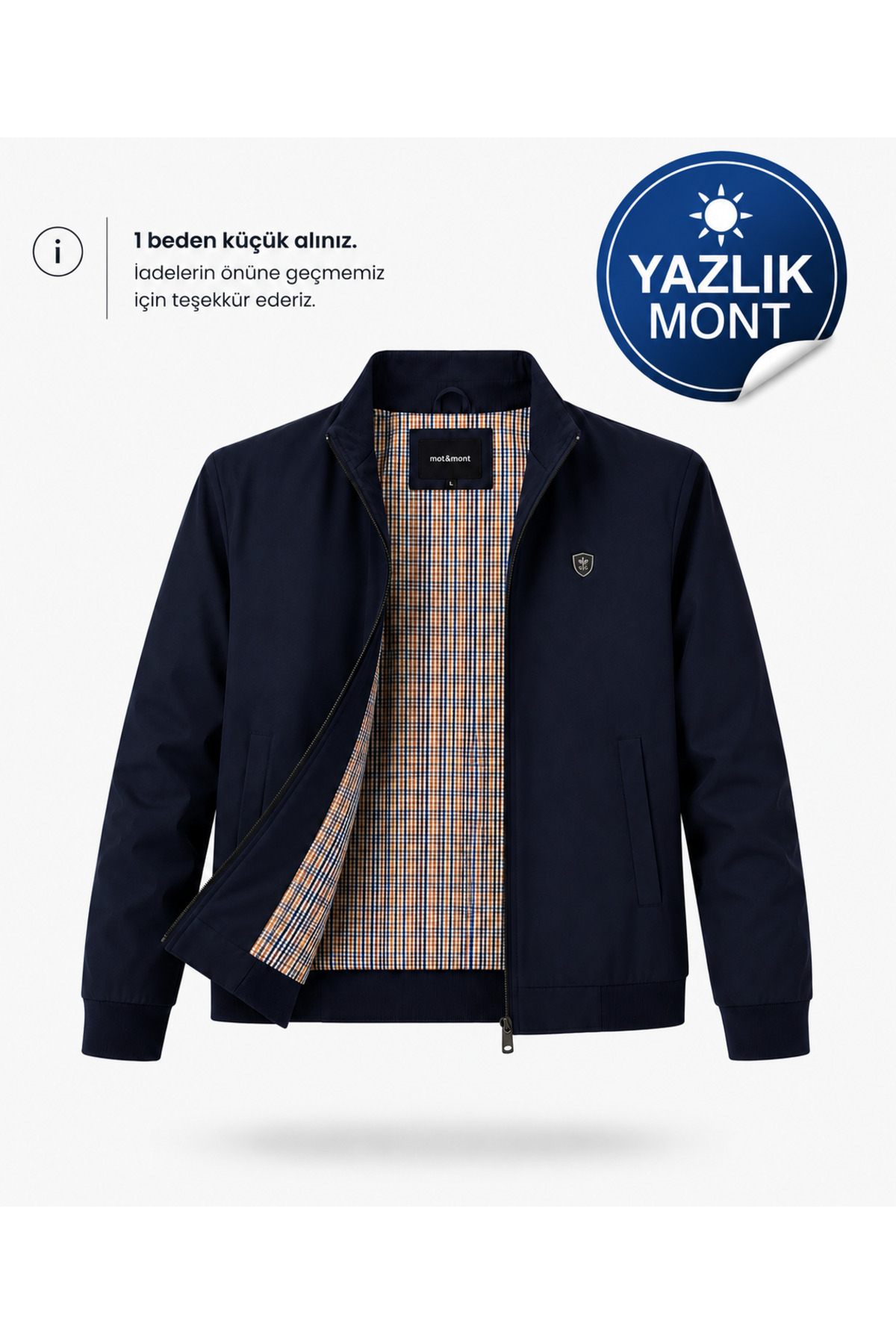 Erkek Pamuk Polyester Karışım BONDED Kumaş Su ve RÜzgar Geçirmez Hafif Günlük & Mevsimlik & Yazlık BABA Montu LACİVERT !!! 1 BEDEN KÜÇÜK ALINIZ !!!