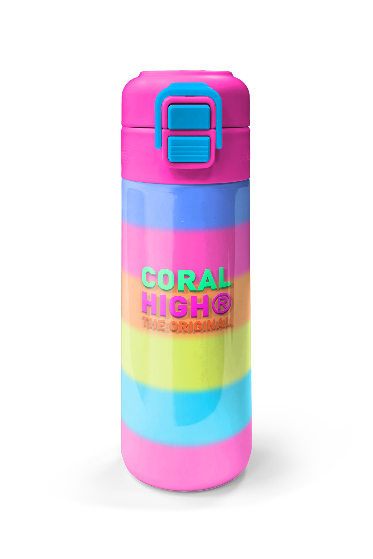Kids Renkli Çizgili Pipetli ve Direk İçimli Paslanmaz Çelik Termos 500 ML 31986