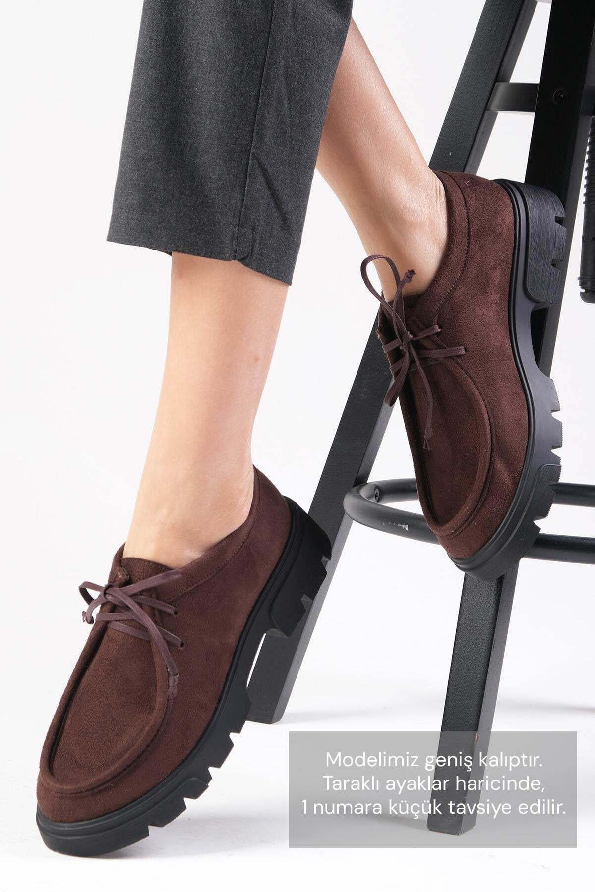 Mio Gusto Hope Kahverengi Kalın Tabanlı Kadın Loafer Ayakkabı görsel 3