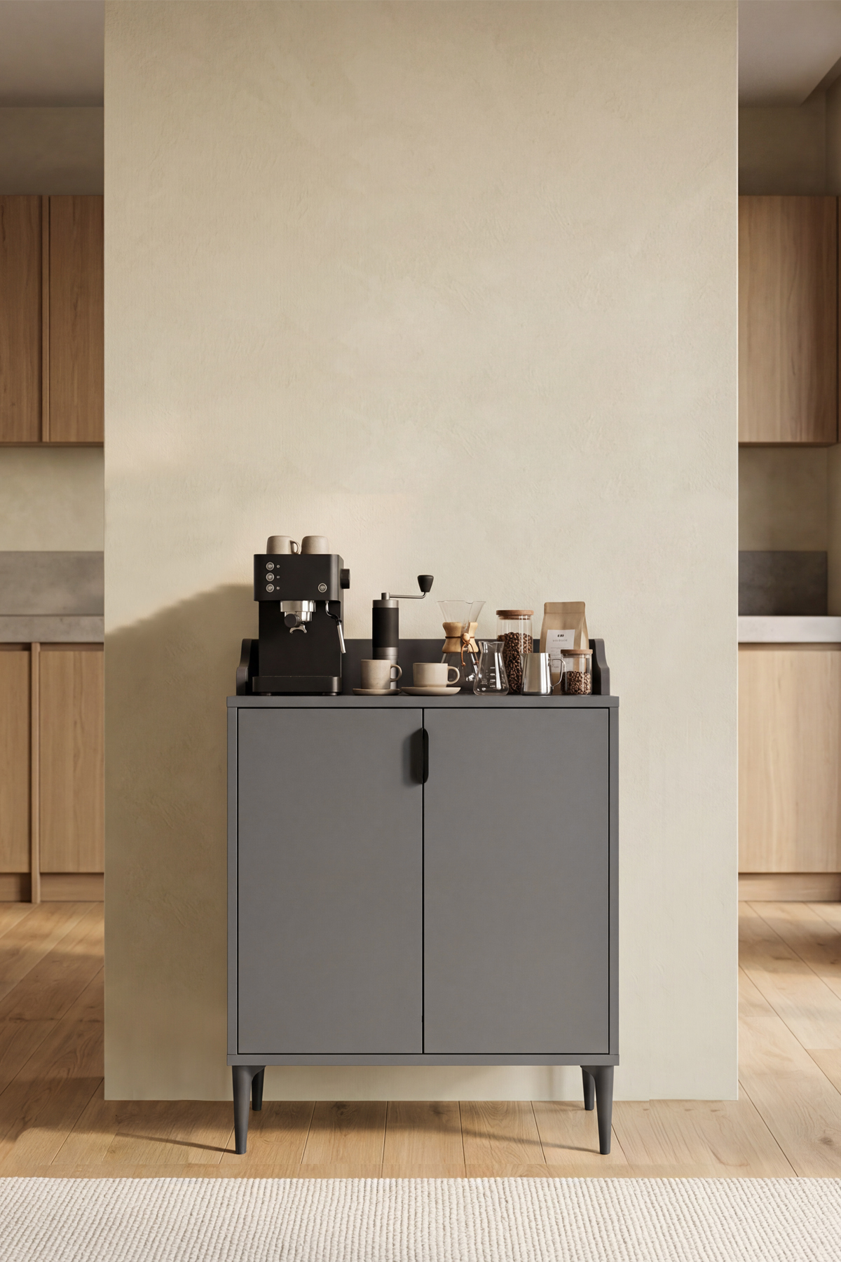 Harmony Mini 2 Lid Coffee Corner, Studio Kitchen 64x91x44 cm Anthracite – Modern Design