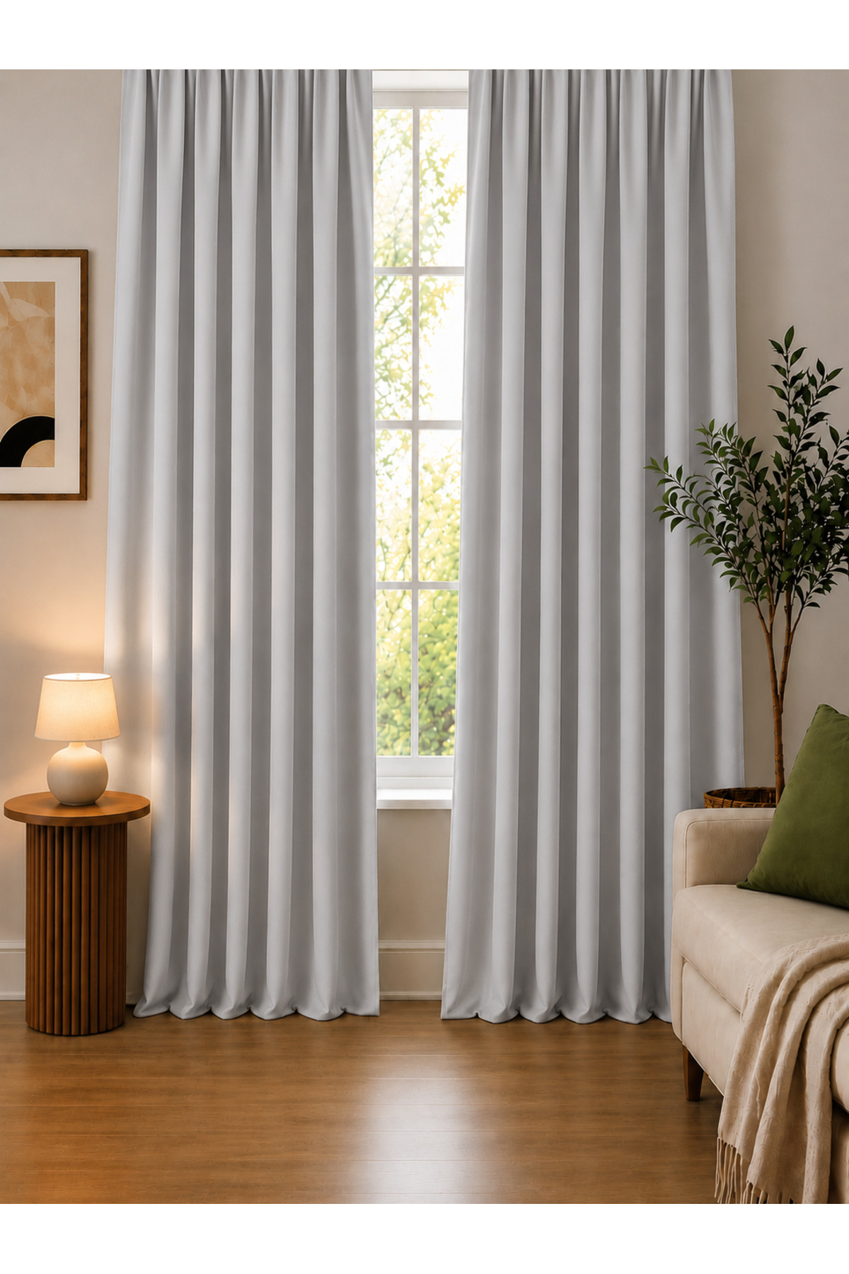 Light Gray Thick Fabric Thermal Sunshade Background Curtain (WIDTH X LENGTH)