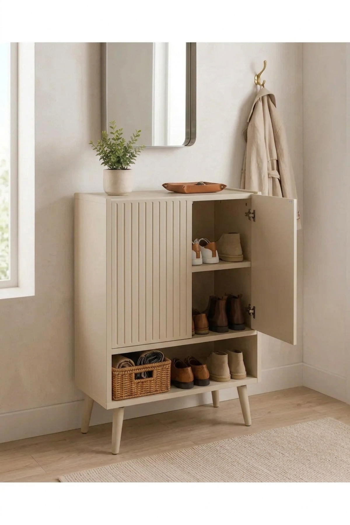 Capella MDF Shoe Rack and Multipurpose Cabinet with Shelf and Lid 60 cm