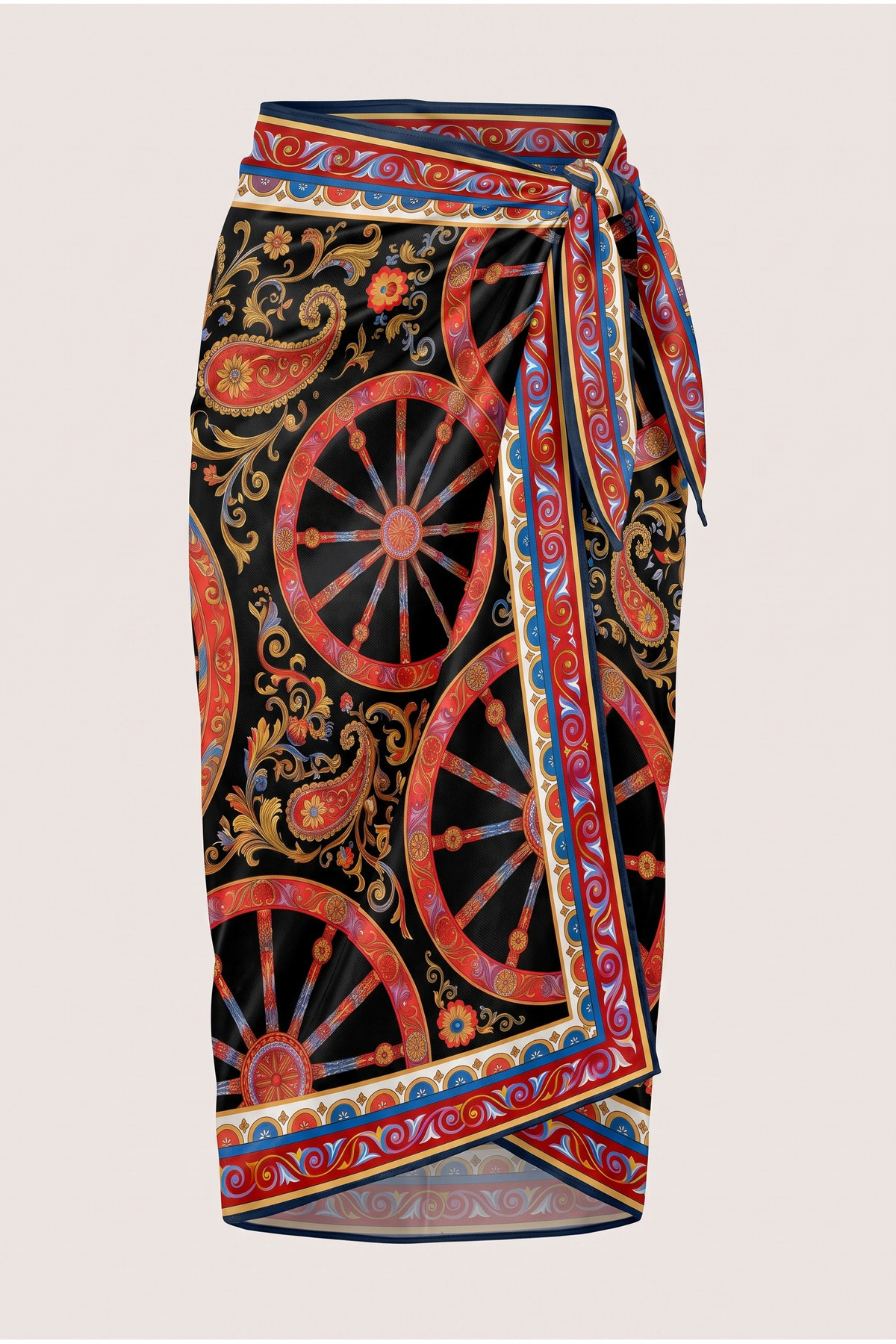Royal Compass Patterned Beach Beach Pareo - Shiny Fabric without Interior - 75x155 cm