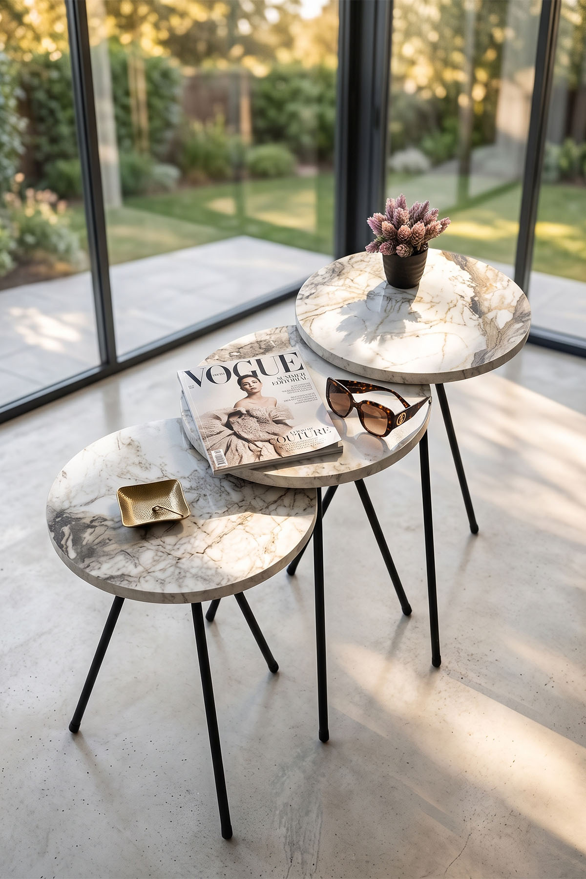 Goldfalez Metal Zigon Sehpa Efes Beyaz görsel 3