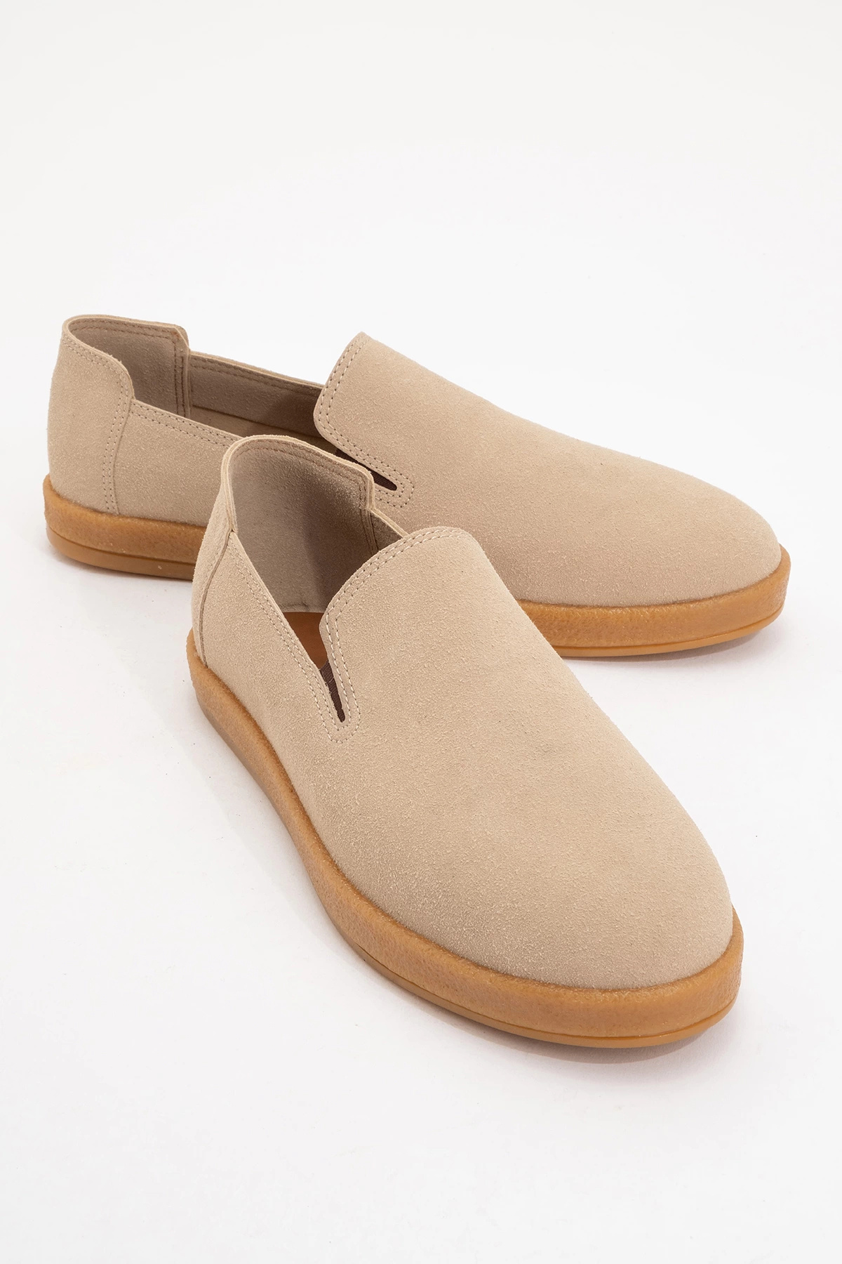 by selvi Lukka Shoes Mira Erkek Bej Deri Tozu Lastikli Ayakkabı görsel 3