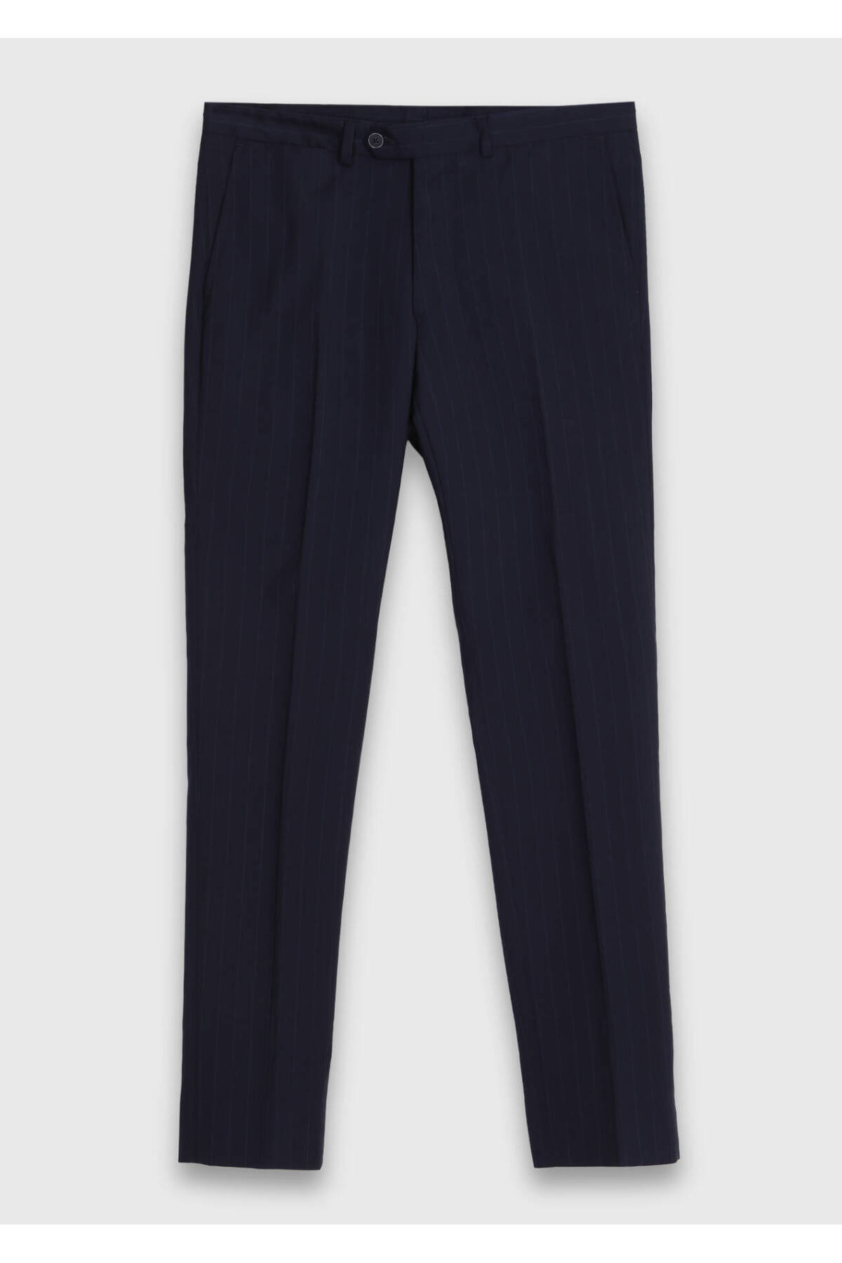 Ramsey Lacivert Çizgili Zeroweight Slim Fit %100 Yün Takım Elbise görsel 7