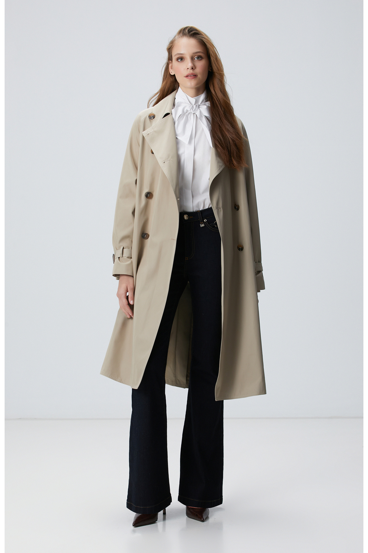 Network Bej Trench Coat görsel 3