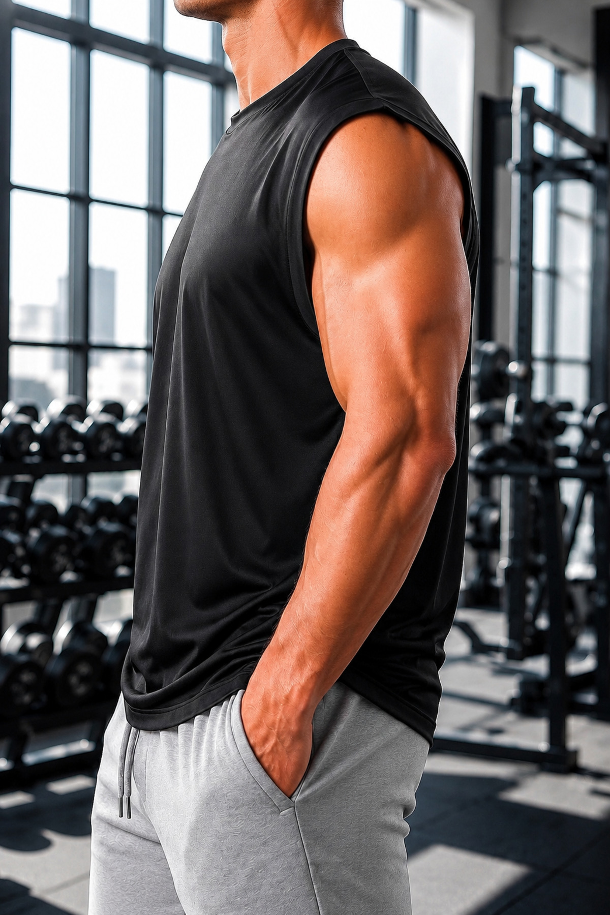 Sapeur Erkek Premium Active Kolsuz Spor Tişört - Ultra Esnek ve Hızlı Kuruyan görsel 3