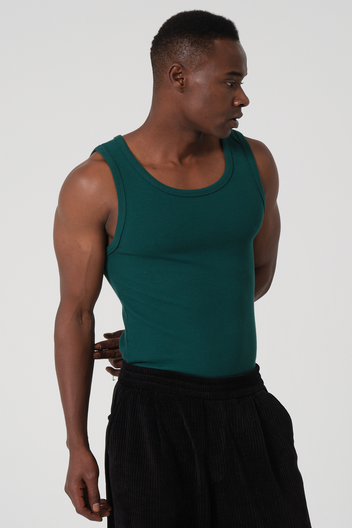 gamaro Erkek Halter Yaka slimfit Sporcu Likralı Atlet görsel 5