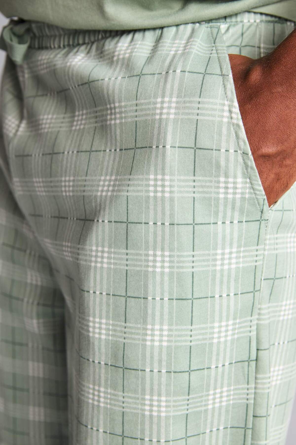 DeFacto %100 Pamuk New Regular Fit Kısa Kollu 2'li Açık Yeşil Şortlu Pijama Takımı I0877AX26HS görsel 6