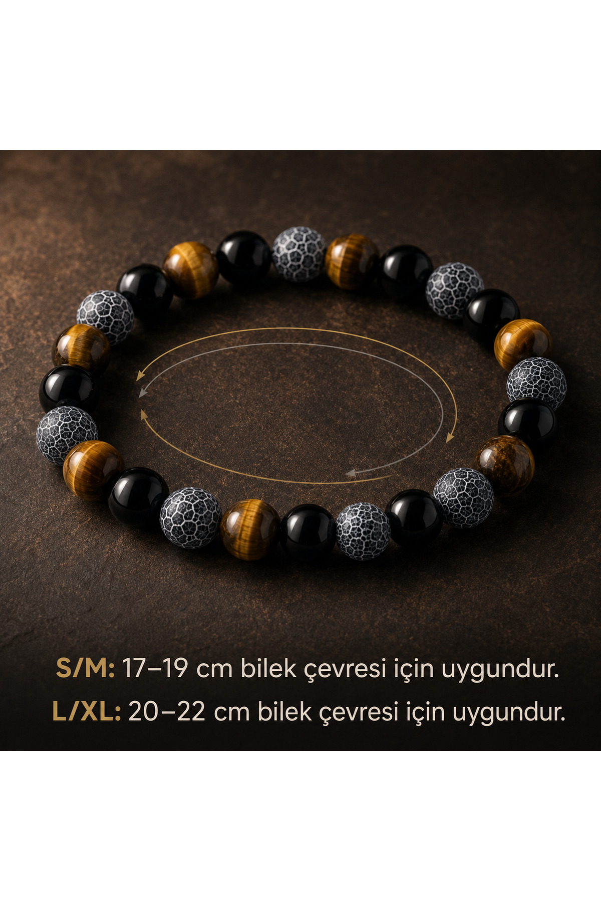 Alnis Atelier Akik, Kaplan Gözü ve Oniks Doğal Taş Bileklik | Gerçek Doğal Taş Unisex Kadın Erkek El Yapımı Minimal Bileklik görsel 3