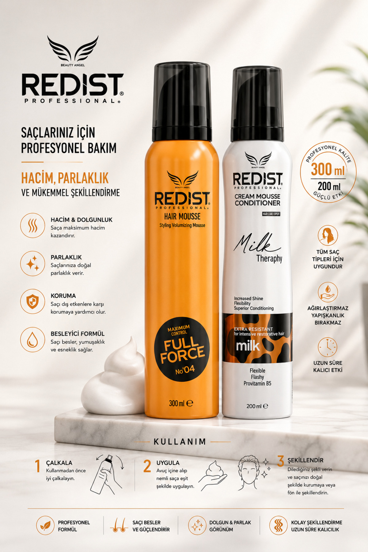 Redist Milk Saç Bakım Köpüğü Ve Full Force Saç Köpüğü 2'li Set — 898955550040