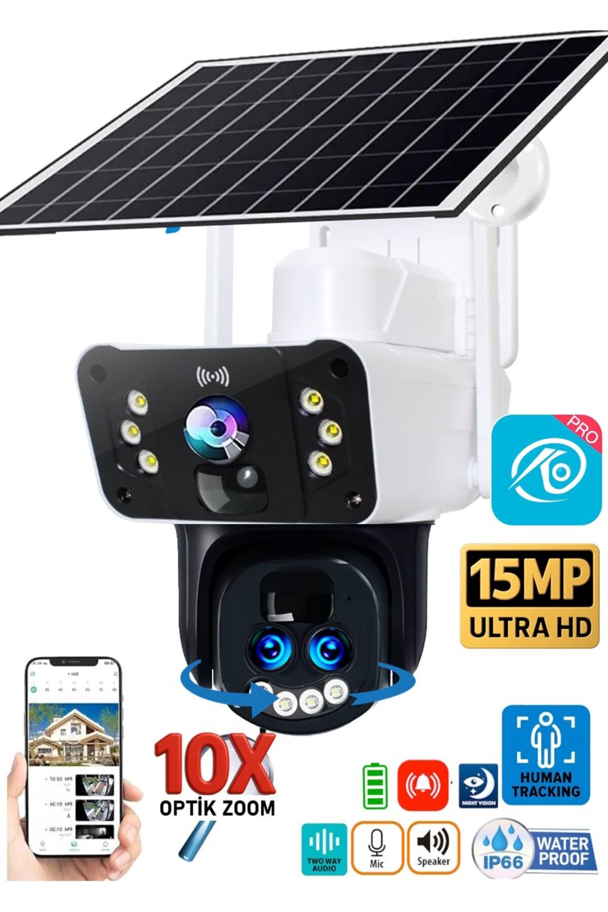 O-KAM 3950 15MP 10X Optik Zoom UltraHD 4G Solar Akıllı Güvenlik