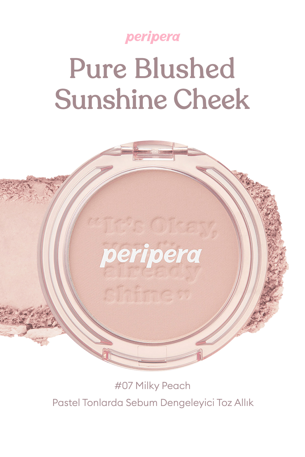 PERIPERA رژگونه پودری متعادل کننده چربی پوست پریپرا مدل Sunshine Cheek (07 Milky Peach) با رنگ‌های پاستلی — سفید 6326