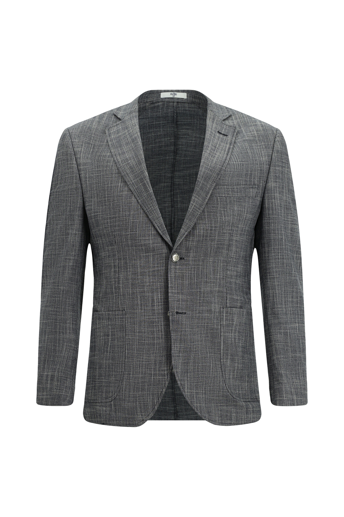 7 Drop Super Slim Fit Eksra Dar Kesim Desenli Beli Lastikli İpli Takım Elbise — سرمه‌ای KSSZ1M76DS005 — تصویر 2 از 6
