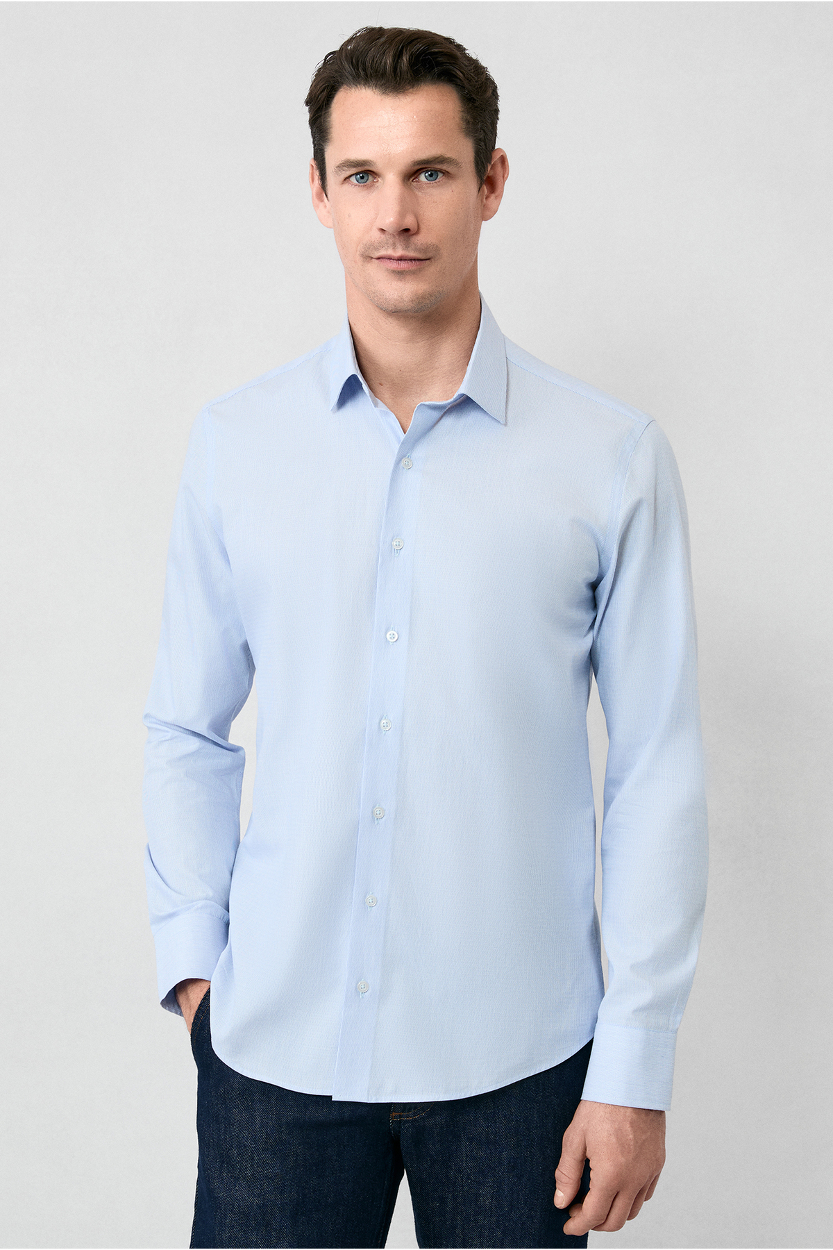 Kiğılı Uzun Kol Slim Fit Dar Kesim Pamuk Klasik Çizgili Gömlek görsel 3