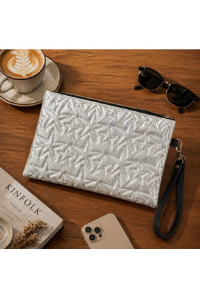 Newish Polo Kadın Yıldız Desenli Parlak Portföy & Clutch Çanta