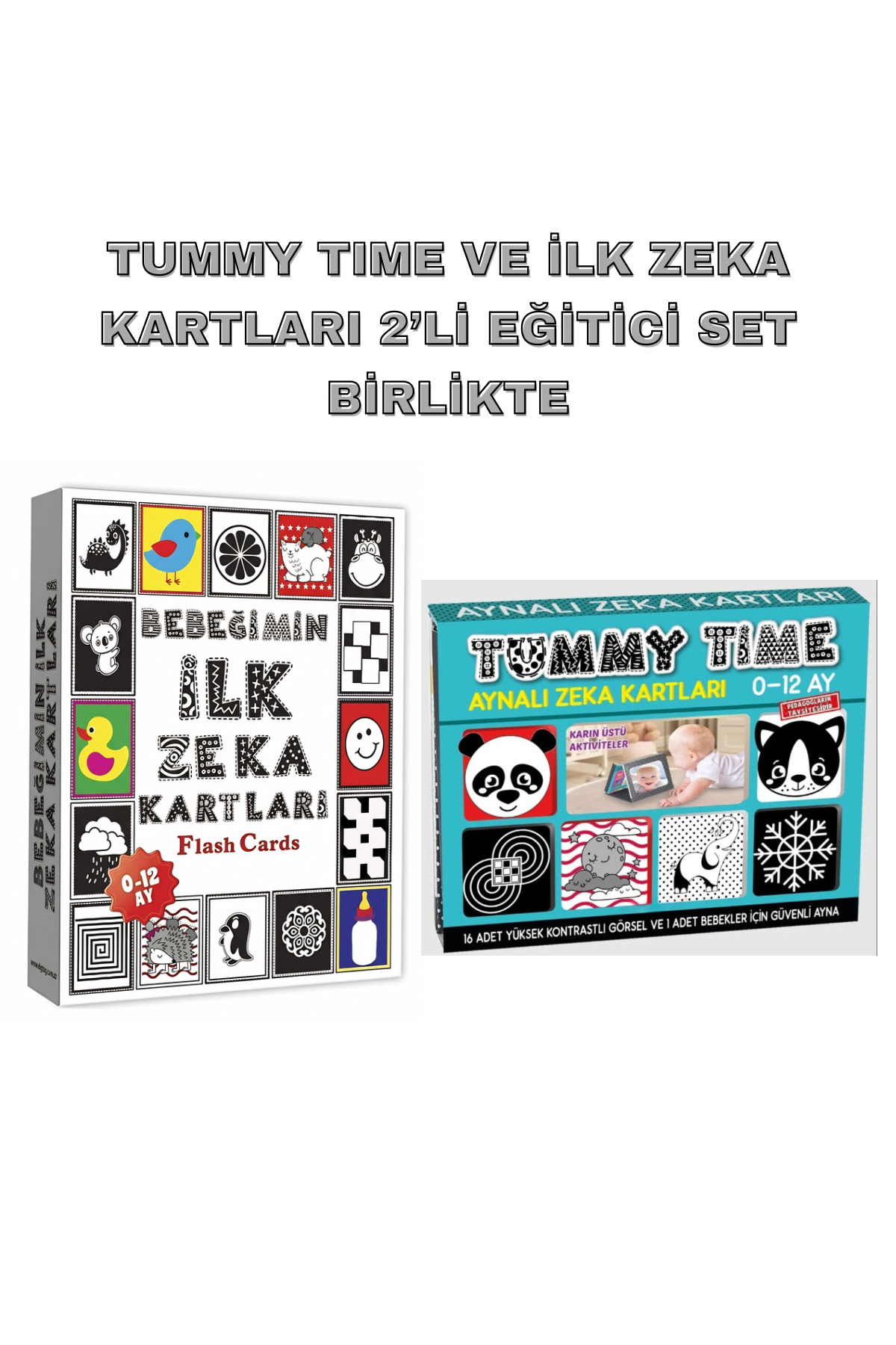 The Monarch Co Tummy Time Aynalı Zeka Kartları ve Siyah Beyaz