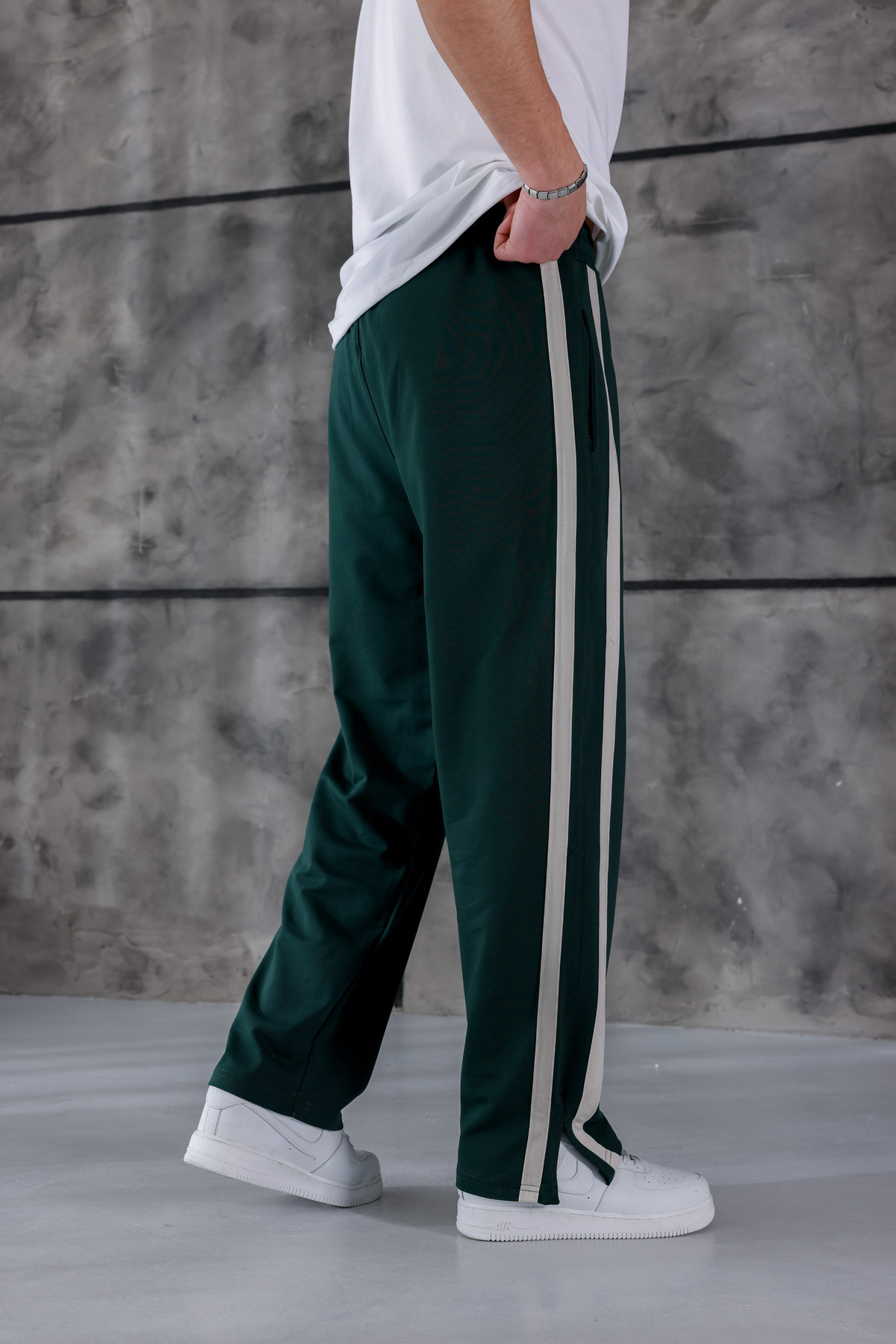 3MODA Erkek Baggy Compak Kumaş Yan Şeritli Eşofman Alt görsel 5