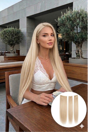 REMY HAİR Saman Sarısı Düz çıt çıt – 70cm 190 Gr. Fiber SaçÇıt Çıt