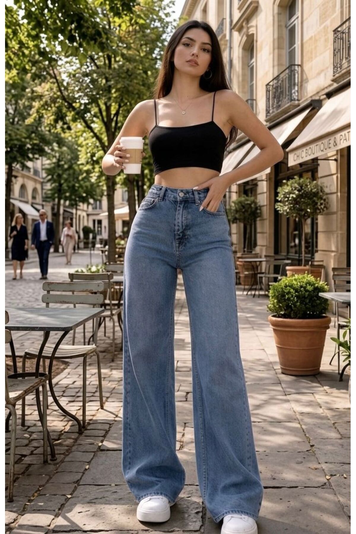 DRC trend Pantaloni de damă Zayyn, albastru Lycra, cu talie extra înaltă, sti...