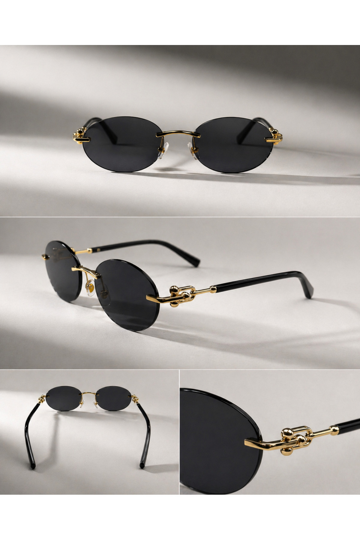 Goldmine Unisex Premium Toffy Güneş Gözlüğü UV400 Siyah görsel 6