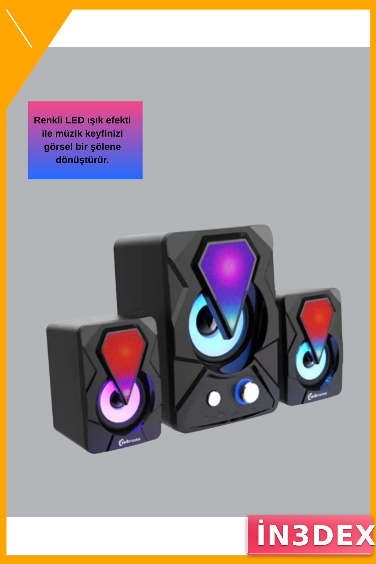 2.1 USB Oyun Hoparlörü RGB Işıklı Derin Bas 9W Ses Sistemi