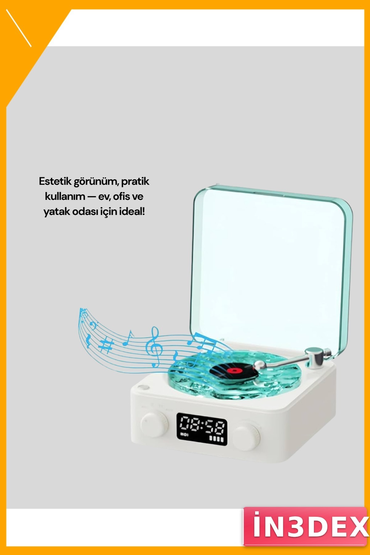 Gece Işıklı Bluetooth Hoparlör Dijital Saat Ekranlı 3'ü 1 Arada