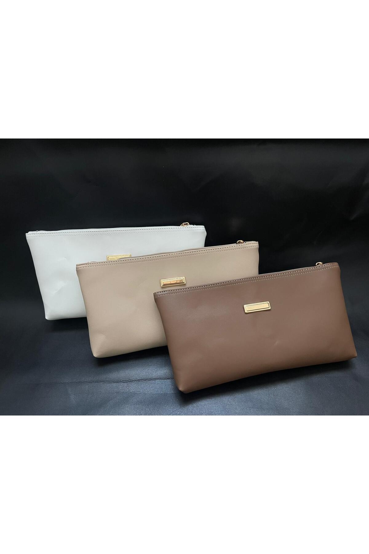 VELORİA BAG & SCARF VELORİA BAG çok amaçlı kadın portföy ve makyaj çantası clutch 3 lü set