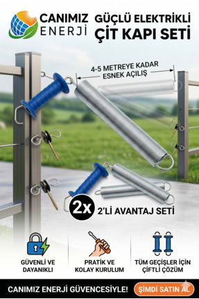 Elektrikliçit Çit Sistemleri 2'li Elektrikli Çit Kapı Seti 5M Çift Sıra Tel U...