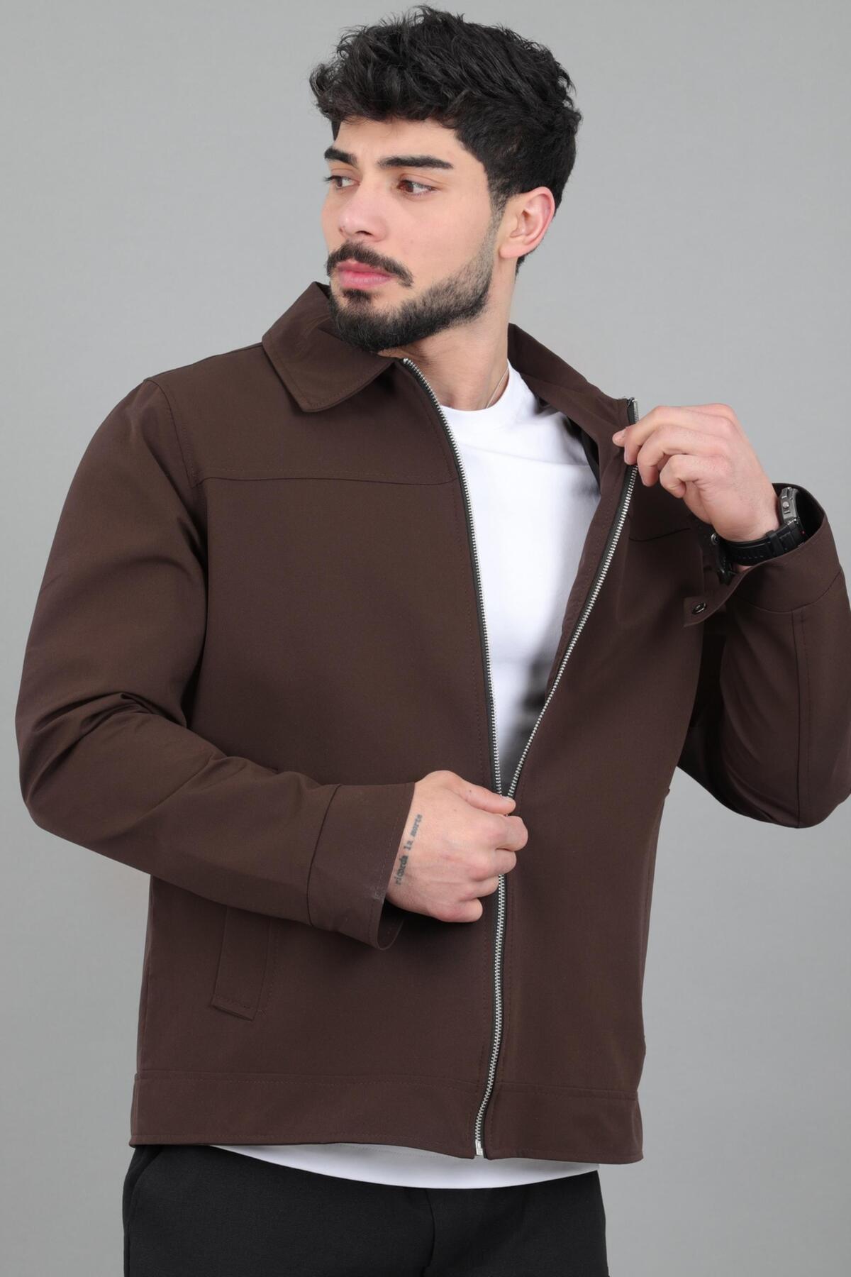 Stilkombin Yakalı Fermuarlı Mevsimlik Mont PLDP 3033_60390 görsel 3