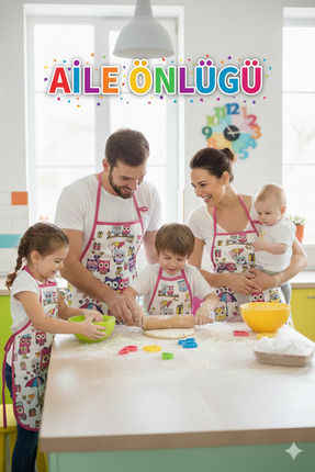 AURA CONCEPTS Anne Kız 🩷 Baba Oğul 🩵 Aile Çocuk Önlüğü Renkli Eğlenceli 2li...