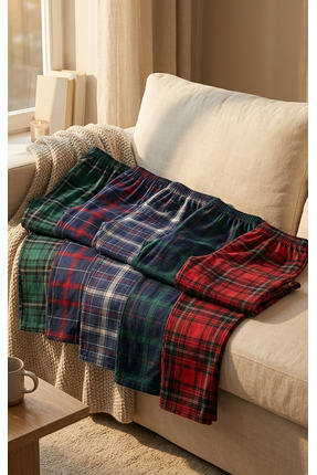 Pijahane Unisex Ekose Pijama Altı 5’li Fırsat Paketi Yumuşak Dokulu Rahat Ev ...