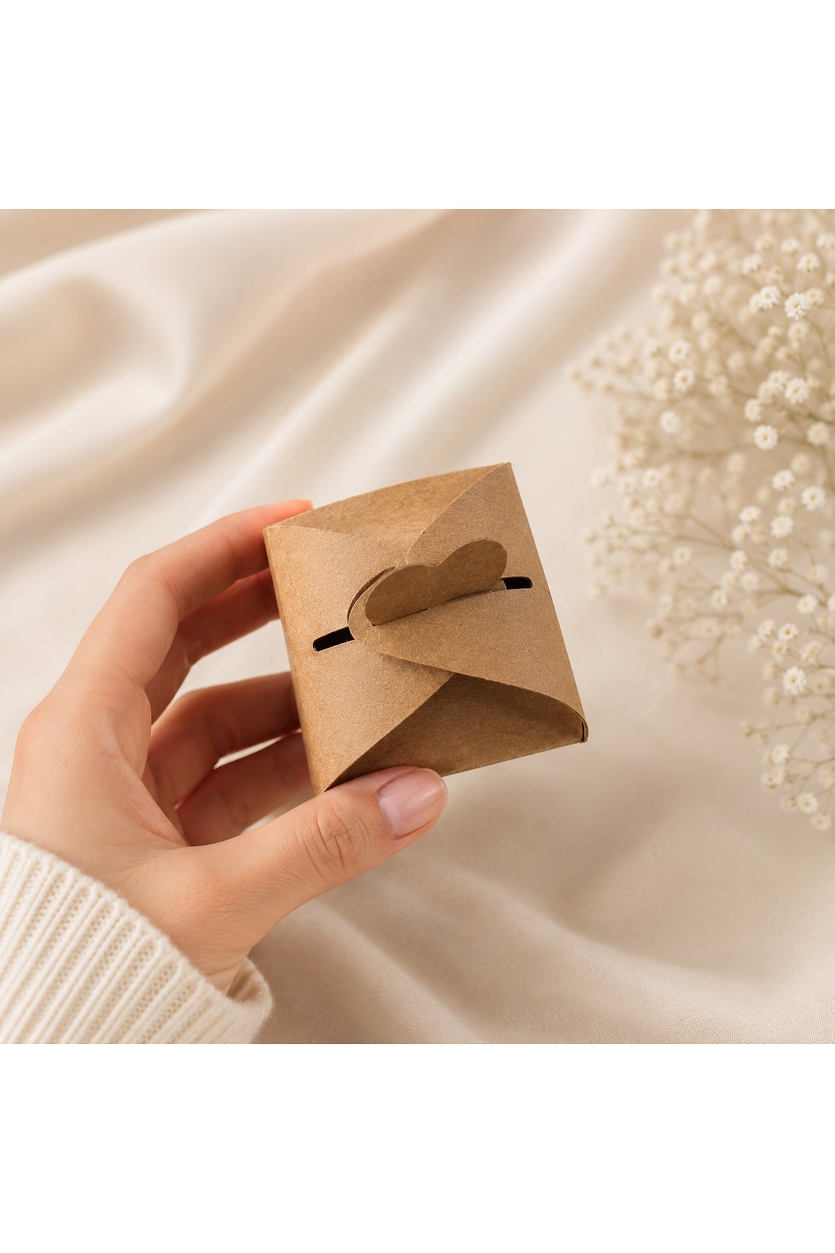 Şeker Lokum Kutusu - Kraft 50 Adet nikah, nişan, söz, düğün, mevlüt, sünnet ve özel davet