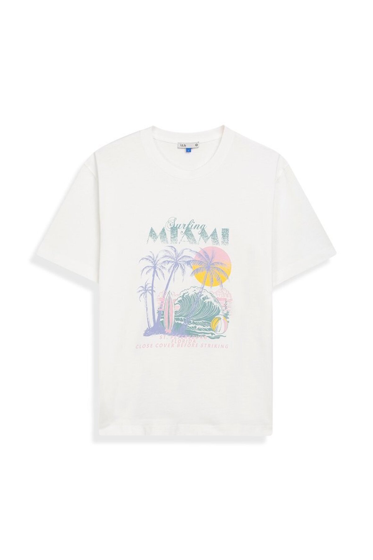 Ltb  Miami Baskılı Relaxed Beyaz T-shırt - Görsel 2