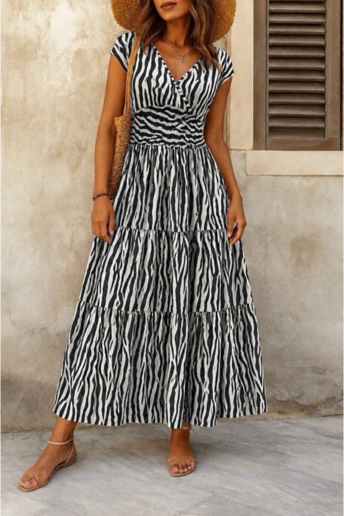 New Season Women's Short Sleeve Double Breasted Neck Elastic Single Jersey Dress