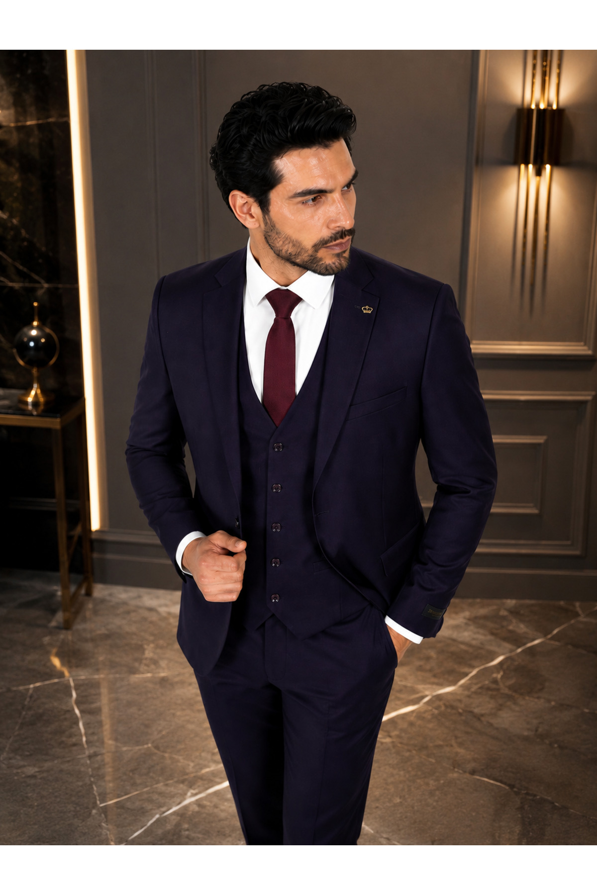 Erkek Takım Elbise – Dar Kalıp Premium Klasik Şıklık — بنفش 08-612/22 — تصویر 2 از 5