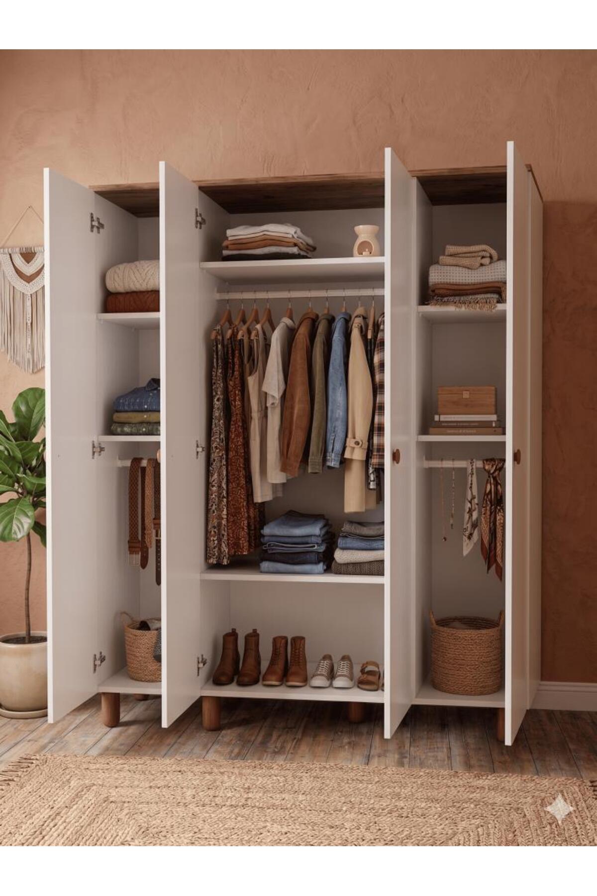 Haus Modüler Bohem 4 Kapılı Gardırop,Yatak Odası,Çocuk Odası