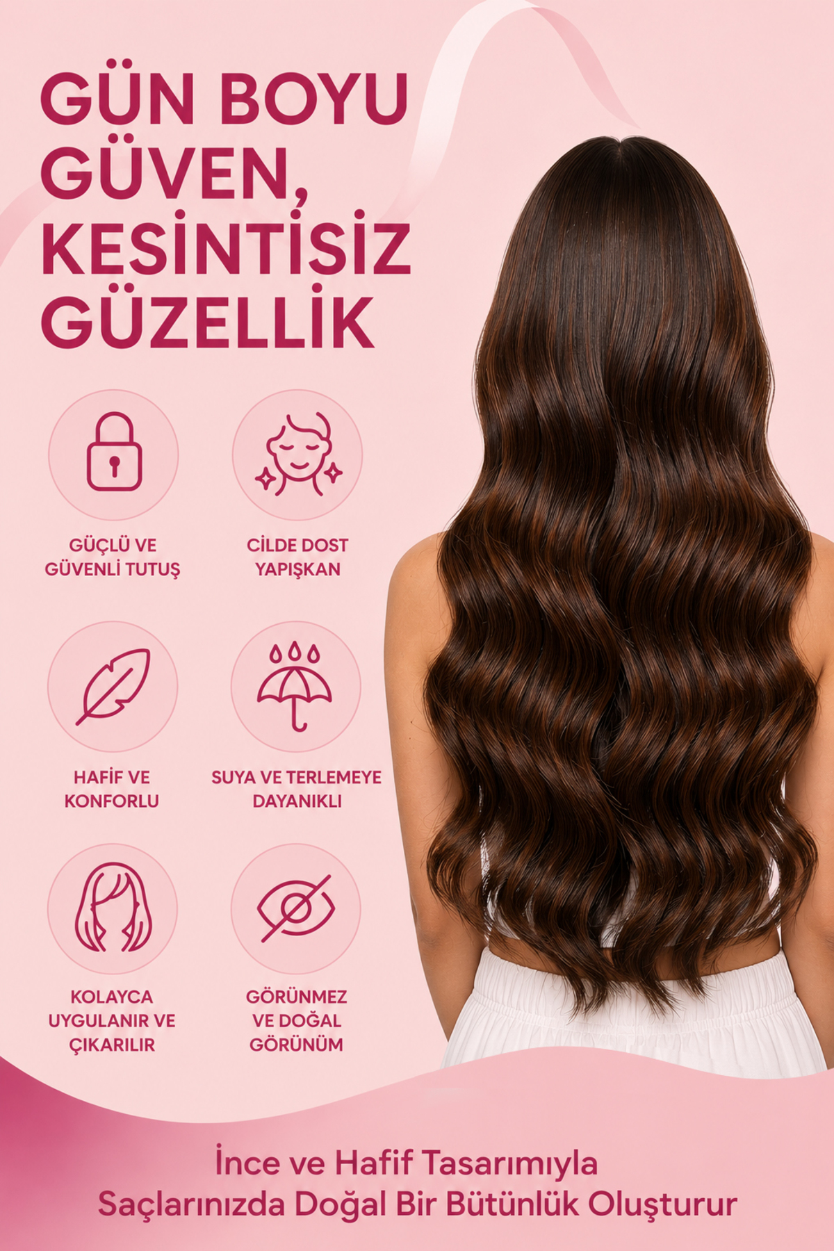 120 Adet Protez Saç Bandı - Suya ve Terlemeye Dayanıklı Görünez Ultra İnce Doğal Protez Saç Bandı — JN-1000 — تصویر 4 از 5