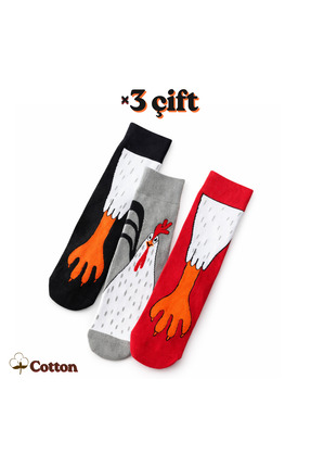 CARNAVAL SOCKS 3lü Tavuk Ayaklı Eğlenceli Çorap Seti