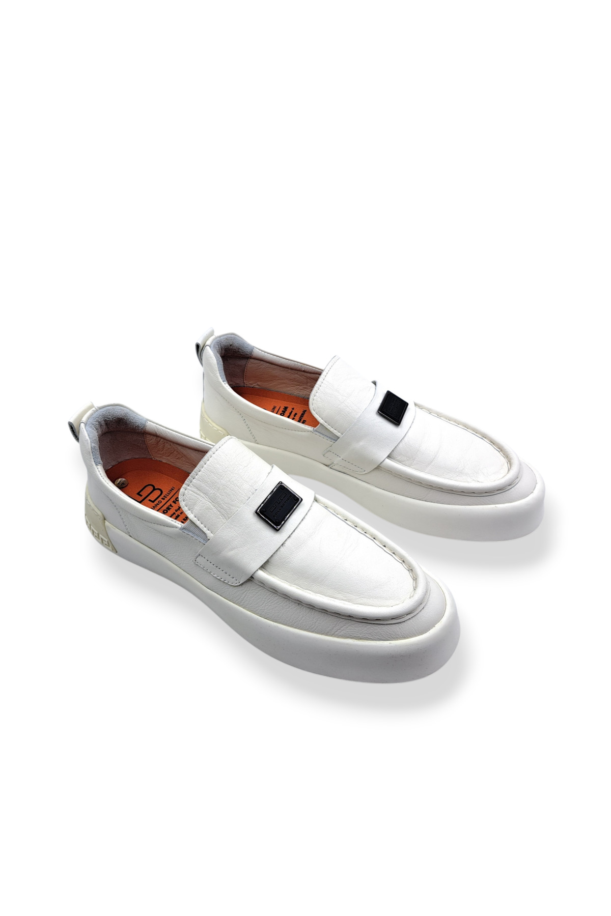 LUCIANO BELLINI Hakiki Deri Bağcıksız Bej Kırık Beyaz Renk Memory Foam Erkek Ayakkabı Loafer görsel 2