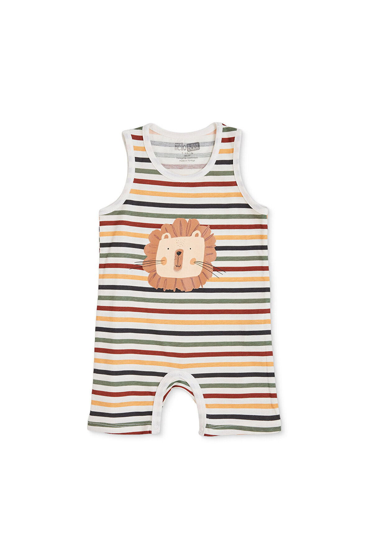 HelloBaby Baby Boy Short Jumpsuit Animal Printed Snap Fastener Crew Neck Short Sleeve Ribbed