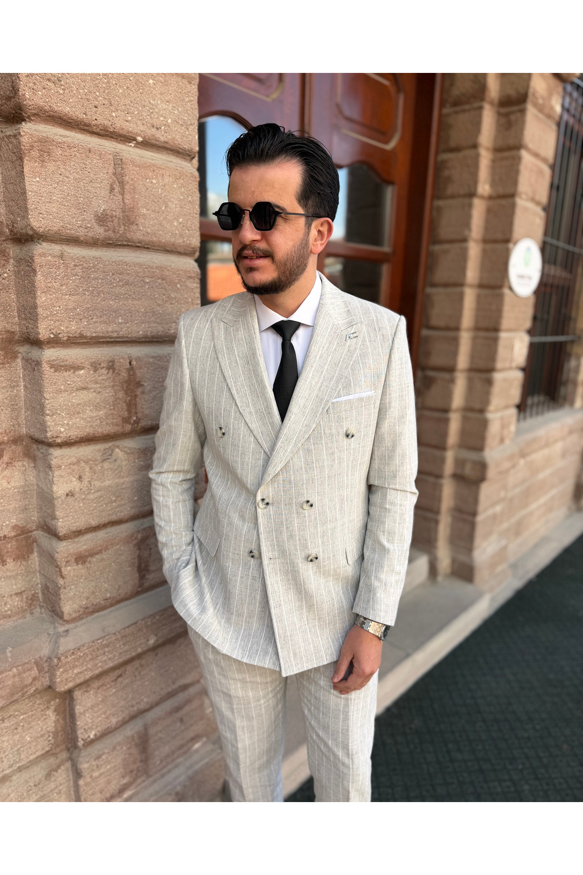کت و شلوار دوگانه مردانه Novara با تن طبیعی ممتاز — خاکستری 01598 — تصویر 2 از 7